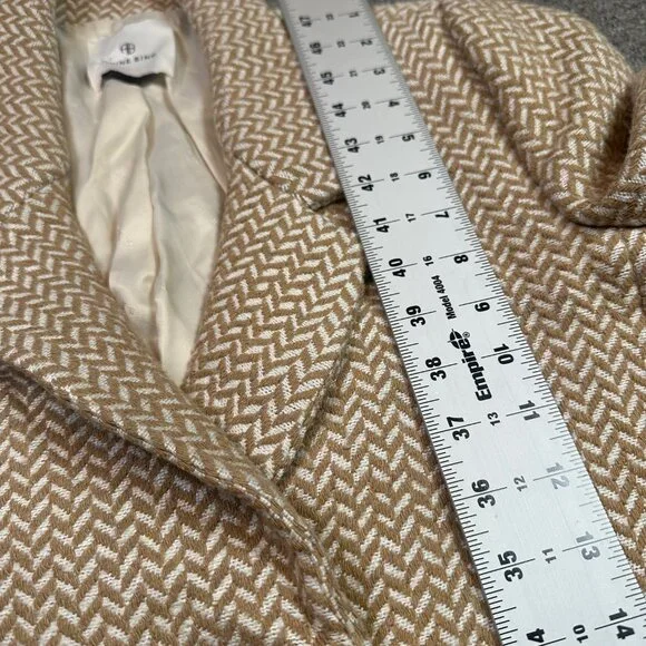 Anine Bing Fishbone Blazer Tan Beige Tweed Designer Women's Size Small - Office - Picture 6 of 7